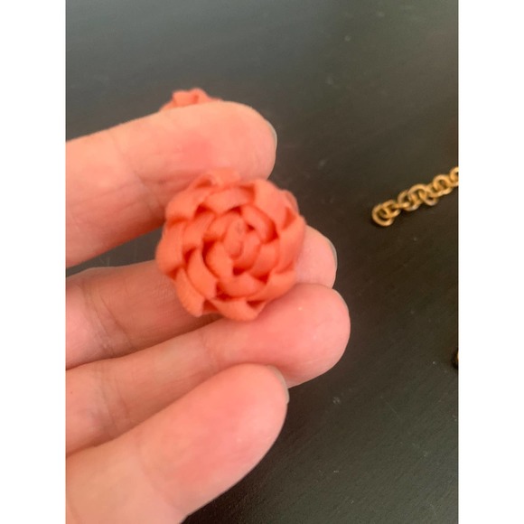 Coral Ribbon Braid Necklace Earrings Set - Picture 5 of 10